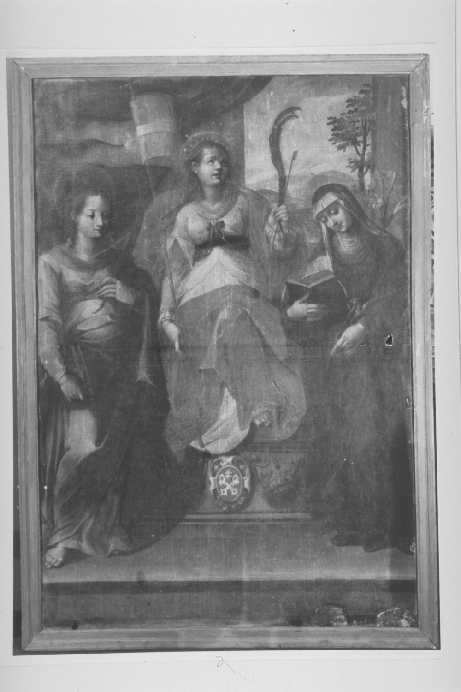 Sant'Orsola in trono fra Santa Caterina e Sant' Agnese, Sant'Orsola (dipinto, opera isolata) di Ciburri Simeone (attribuito), Bandiera Benedetto (attribuito) (sec. XVII)