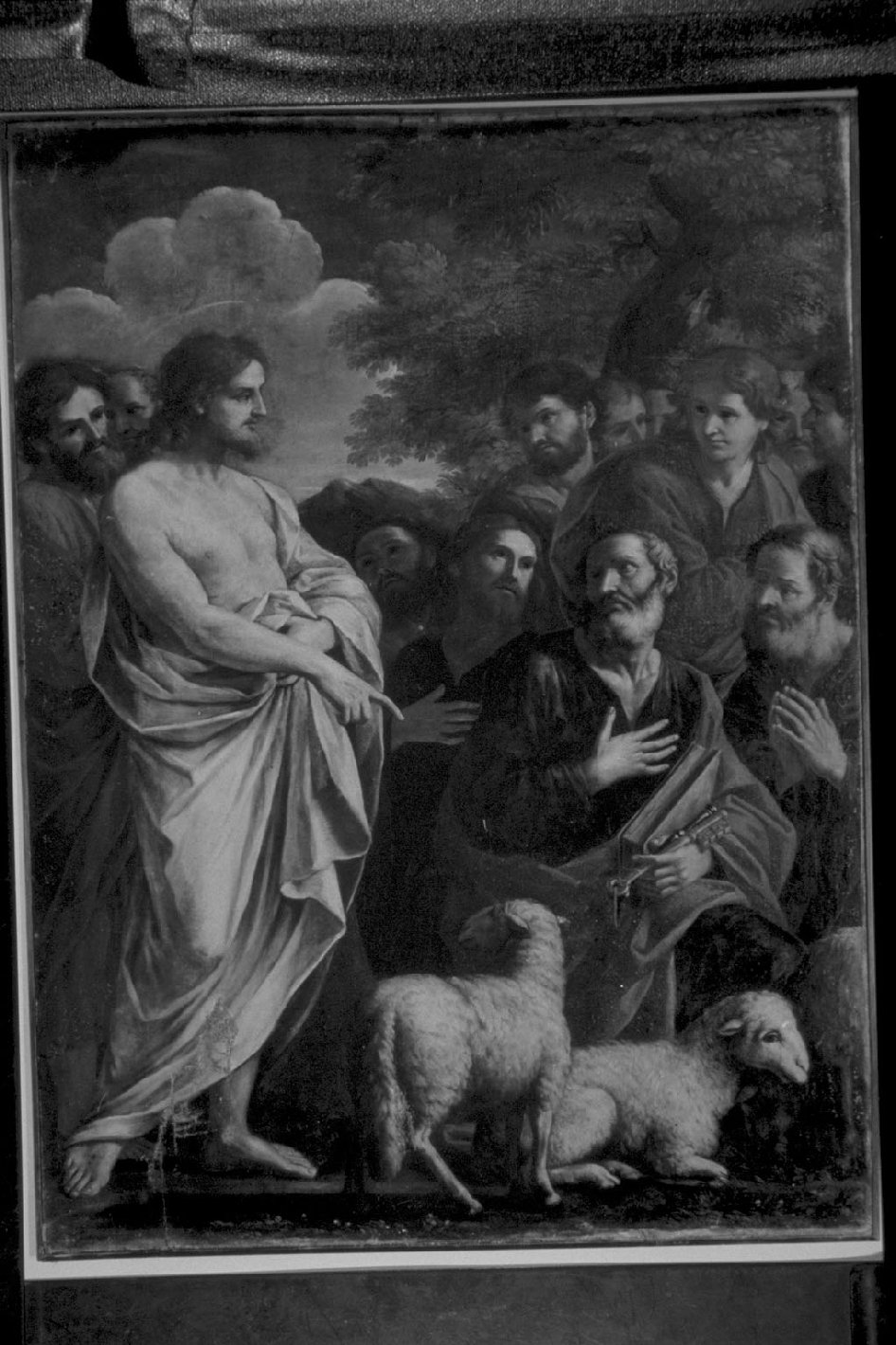 Cristo affida il gregge a San Pietro, Cristo e San Pietro (dipinto, opera isolata) di Gimignani Giacinto (attribuito) (sec. XVII)