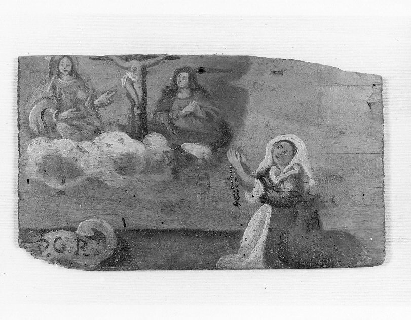 apparizione di Cristo crocifisso, della Vergine e di santa Maria Maddalena (ex voto, opera isolata) - ambito umbro (sec. XVII)