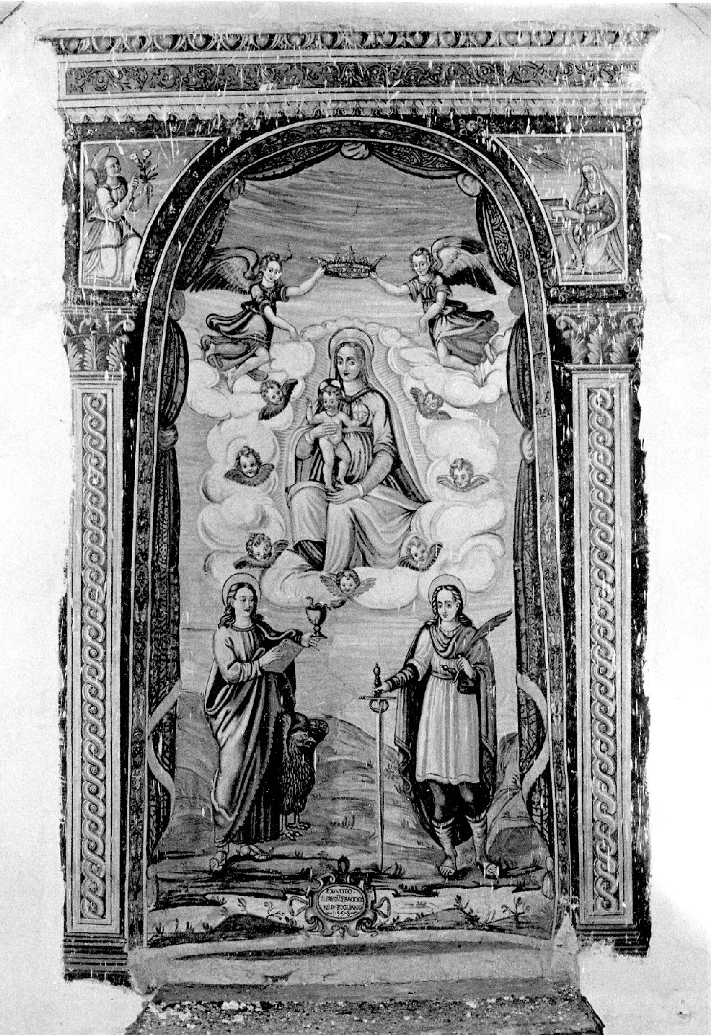 Madonna con Bambino e Santi (dipinto, elemento d'insieme) di Cortino Giovanni da Borbona (attribuito) (fine sec. XVI)