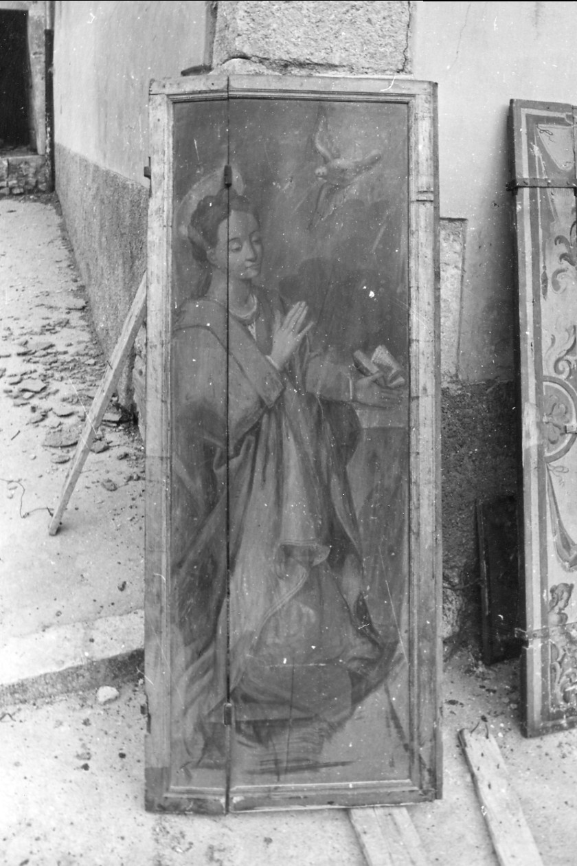 Madonna annunciata (anta d'organo, elemento d'insieme) - manifattura umbra (sec. XVI)