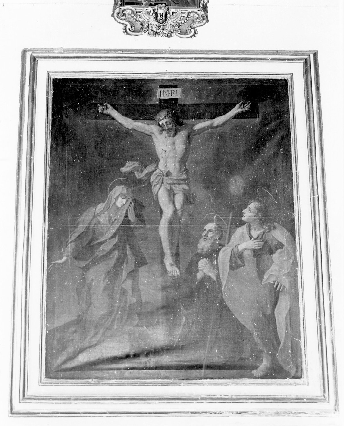 La crocifissione di Cristo con la Madonna, S. Giovanni Evangelista e S. Bartolomeo, crocifissione di Cristo (dipinto, opera isolata) - ambito umbro (secc. XVII/ XVIII)