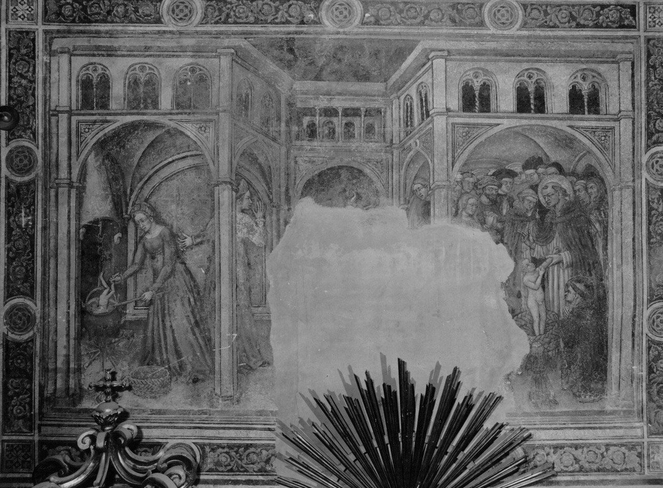 San Pietro martire resuscita un bambino (dipinto, ciclo) di Nelli Ottaviano (bottega) (metà sec. XV)