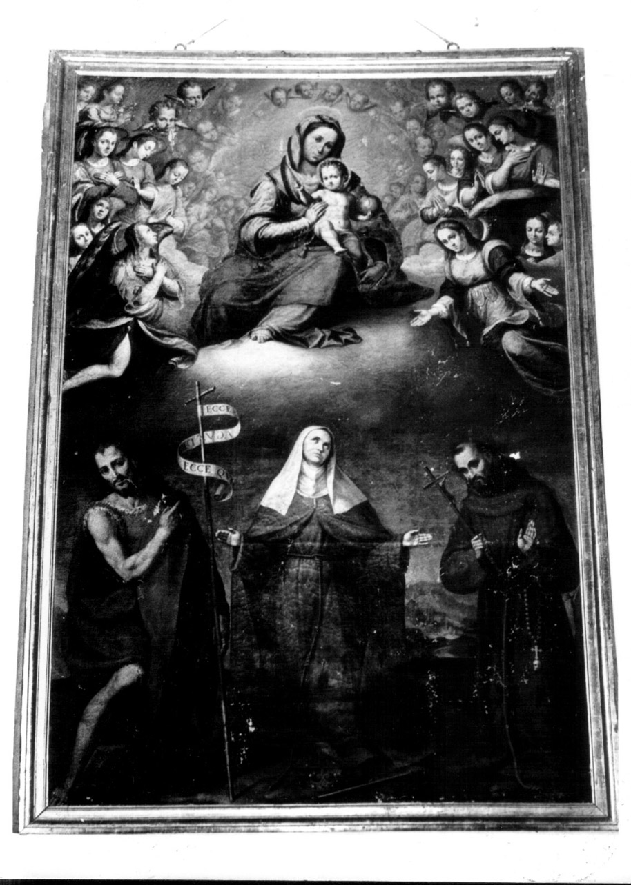 Madonna con Bambino in gloria, Santi e angeli (dipinto, opera isolata) di Damiani Felice (inizio sec. XVII)