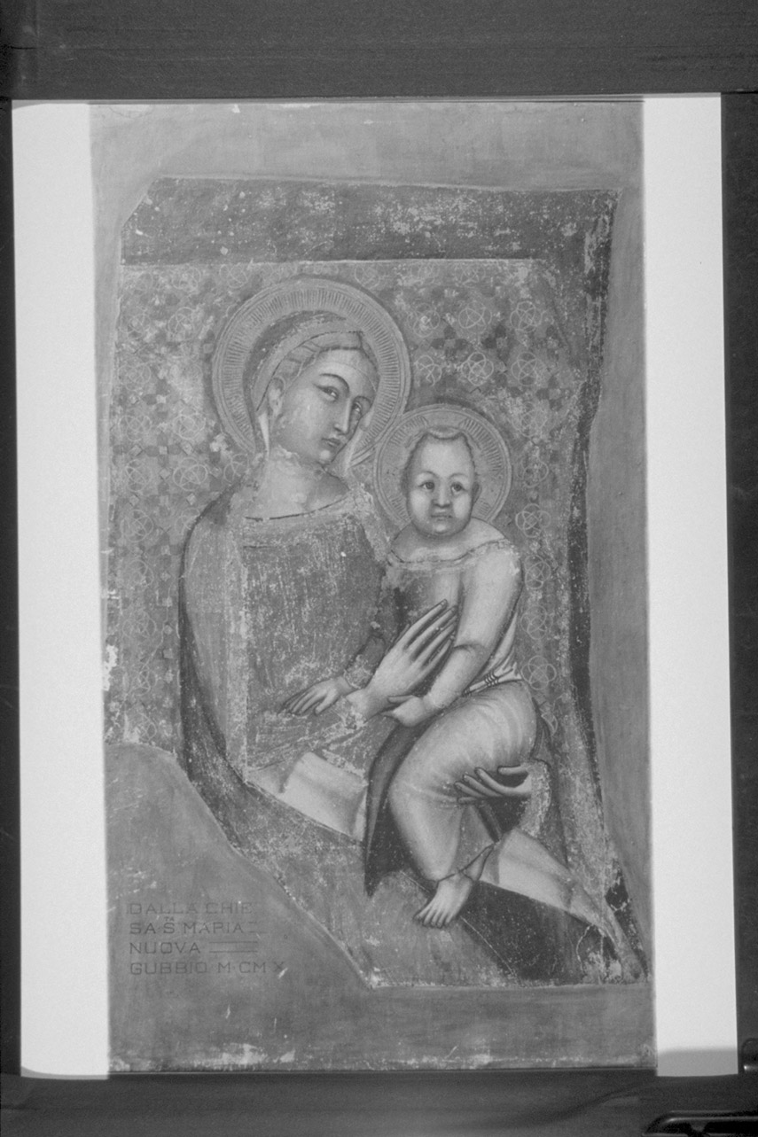 Madonna con Bambino (dipinto, frammento) - ambito eugubino (metà sec. XIV)