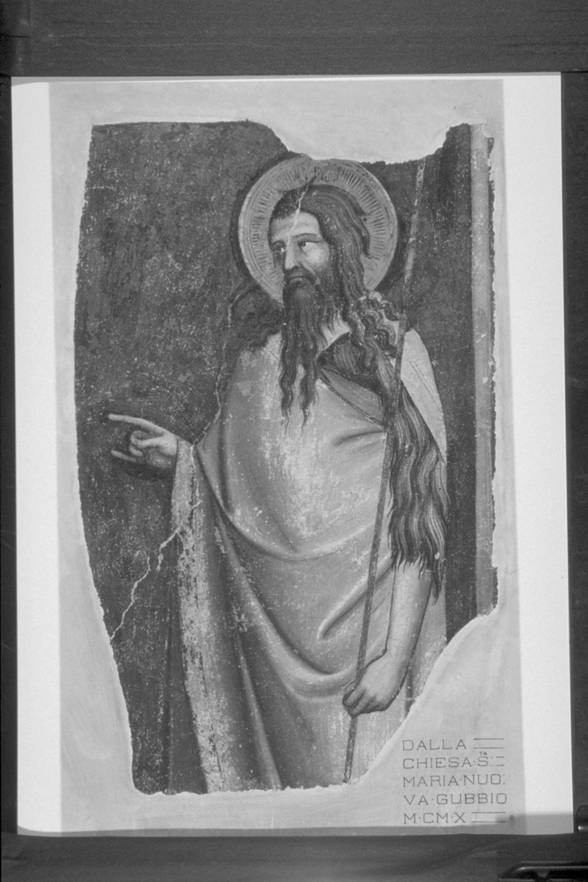 San Giovanni Battista (dipinto, frammento) - ambito eugubino (metà sec. XIV)