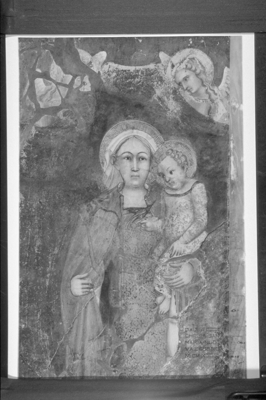 Madonna con Bambino e angeli (dipinto, frammento) - ambito eugubino (metà sec. XIV)