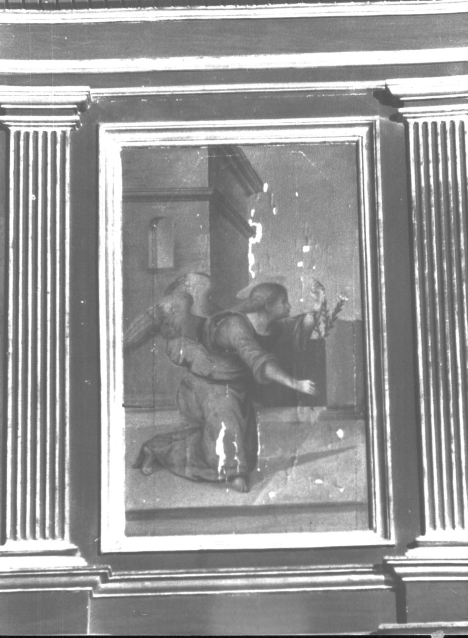 angelo annunciante (dipinto, elemento d'insieme) di Nucci Benedetto (attribuito), Baldinacci Pietro Paolo (attribuito) (metà sec. XVI)