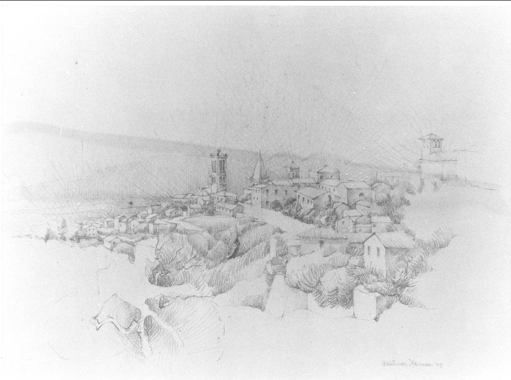 veduta di città (disegno, opera isolata) di Benucci Francesca (sec. XX)