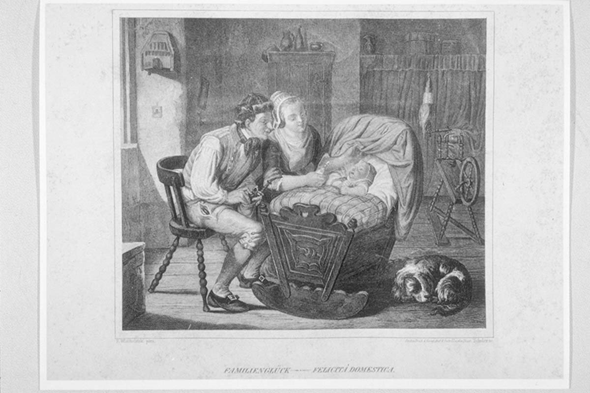 Felicità domestica, scena familiare (stampa) di Schuler Karl Ludwig (secc. XVIII/ XIX)