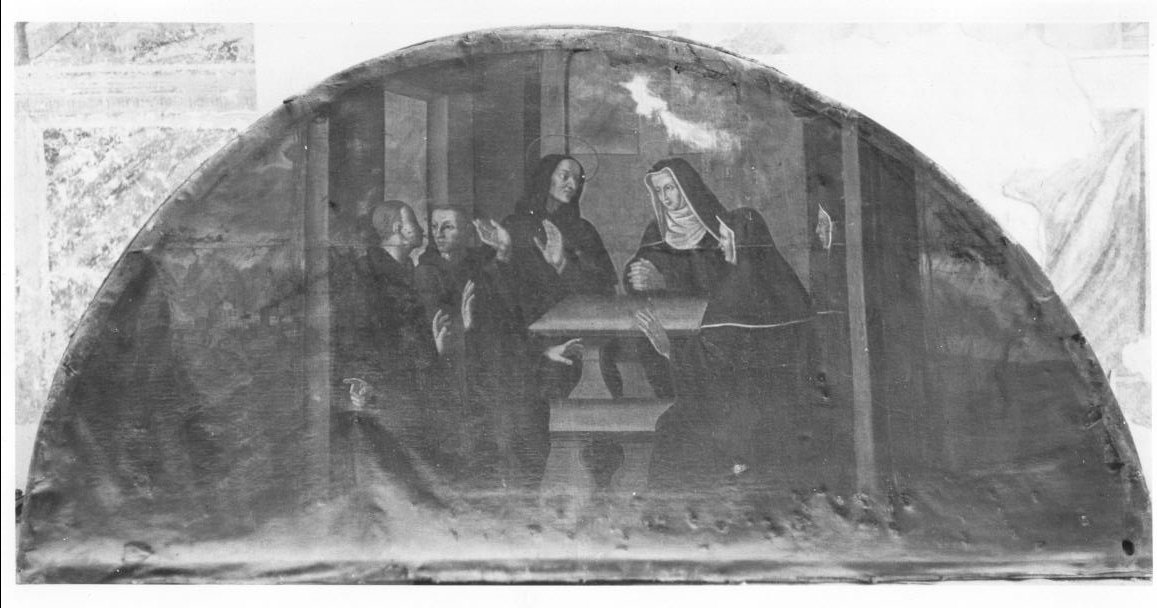 San Benedetto visita Santa scolastica (dipinto, elemento d'insieme) - ambito italiano (sec. XVII)