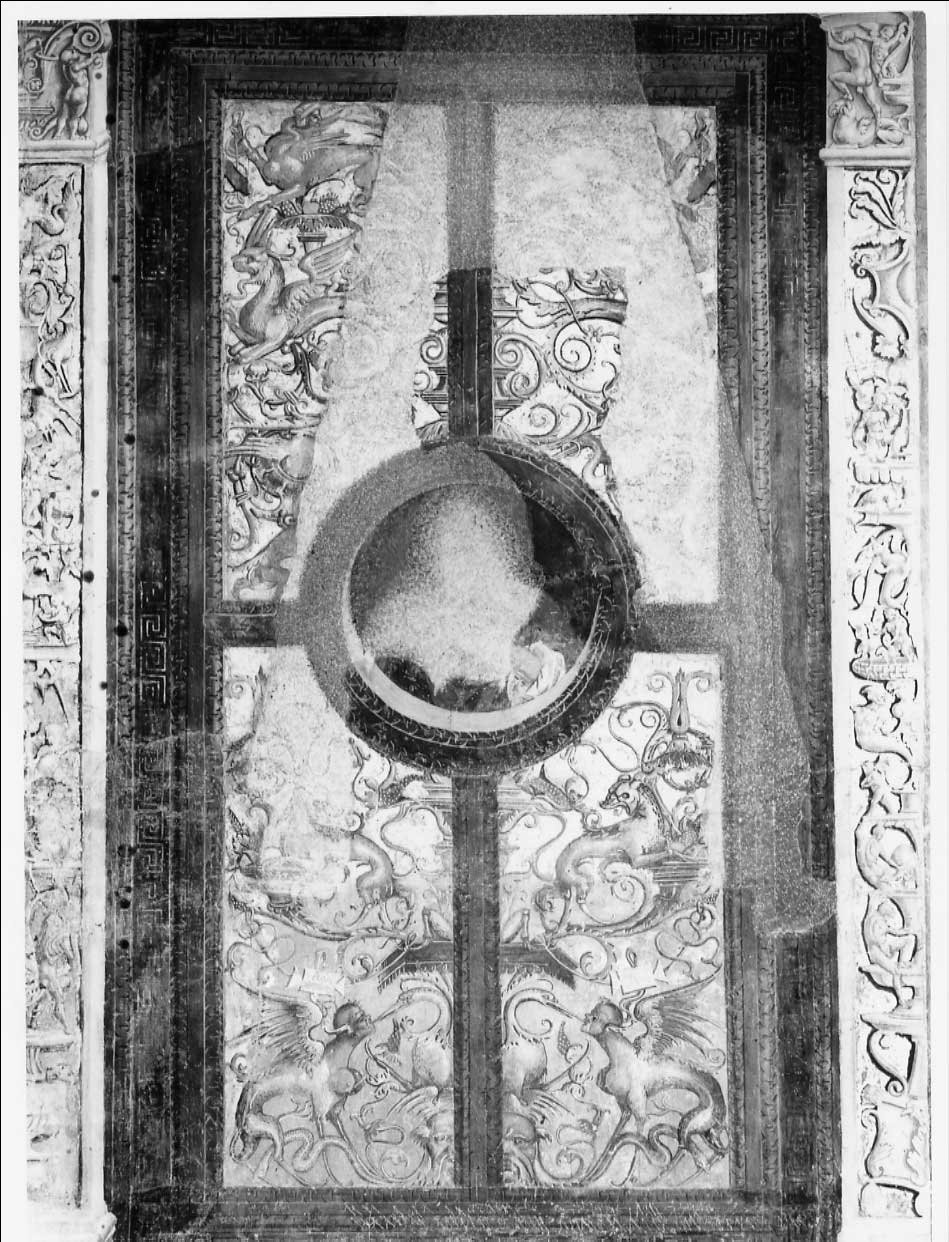 Una figura maschile (Esiodo o Orfeo) e motivi ornamentali a grottesche (dipinto, complesso decorativo) di Signorelli Luca (e aiuti) (sec. XVI)