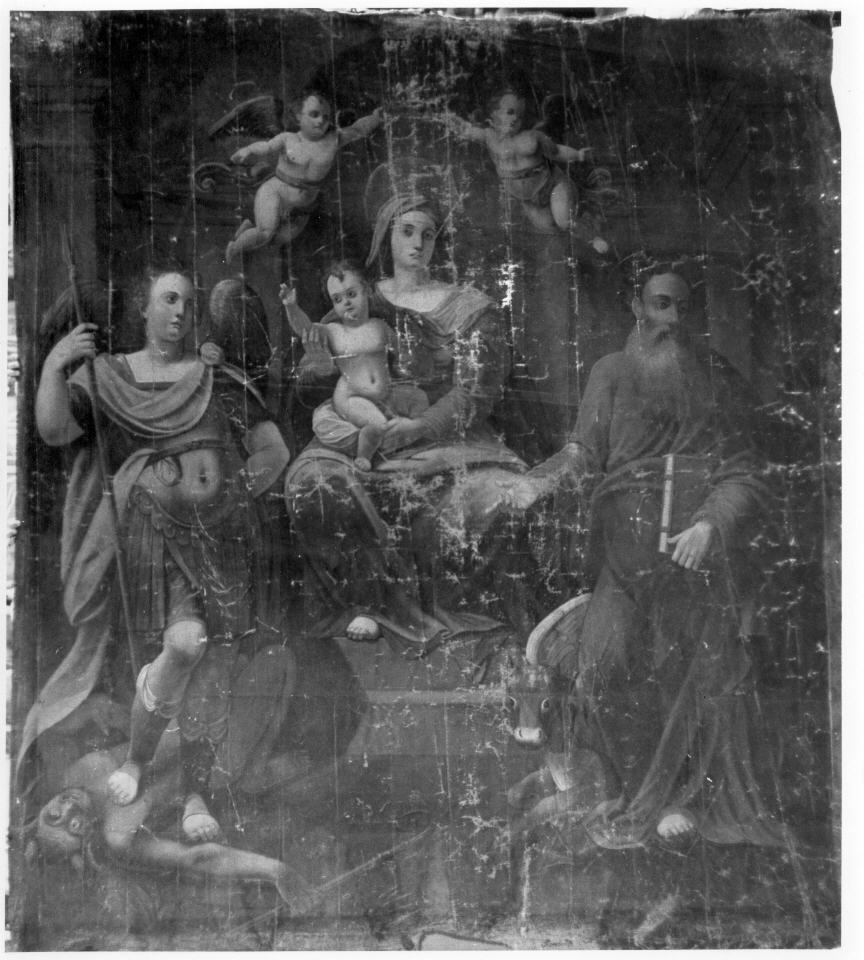 Madonna in trono con Bambino e Santi (dipinto) - ambito italiano (sec. XVII)