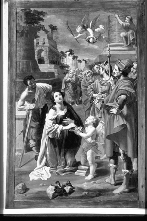 decapitazione di Santa Dorotea e invio della frutta dal Cielo (dipinto, opera isolata) di Fabrizi Anton Maria (attribuito) (secondo quarto sec. XVII)