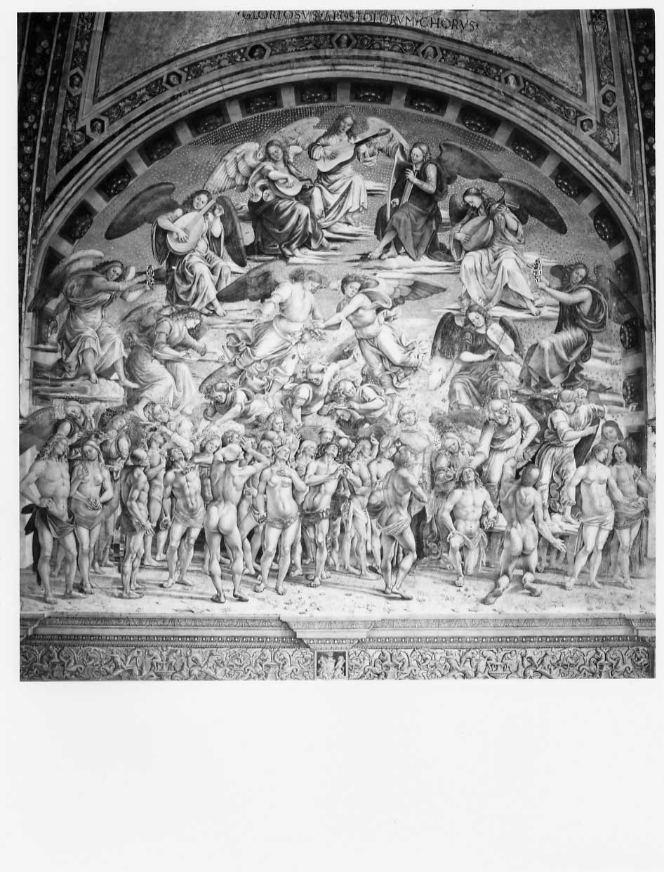 Gli Eletti (o il Paradiso) (dipinto, complesso decorativo) di Signorelli Luca (e aiuti) (sec. XVI)