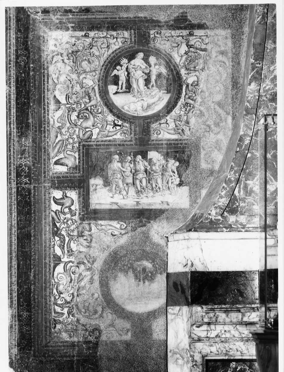 La carità e l'invidia e motivi ornamentali a grottesche (dipinto, complesso decorativo) di Signorelli Luca (e aiuti) (sec. XVI)