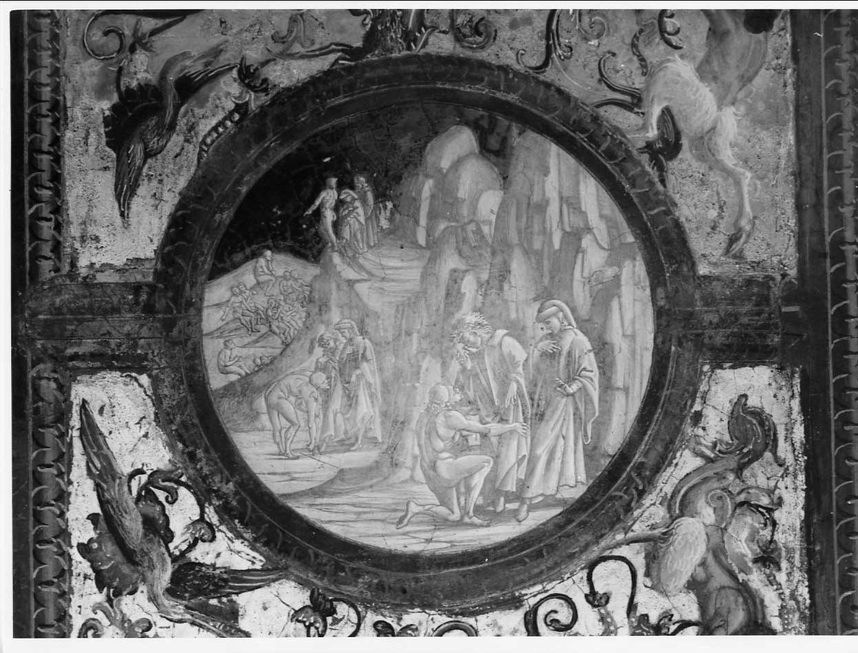 Dante, Virgilio e Sordello (dipinto, complesso decorativo) di Signorelli Luca (e aiuti) (sec. XVI)