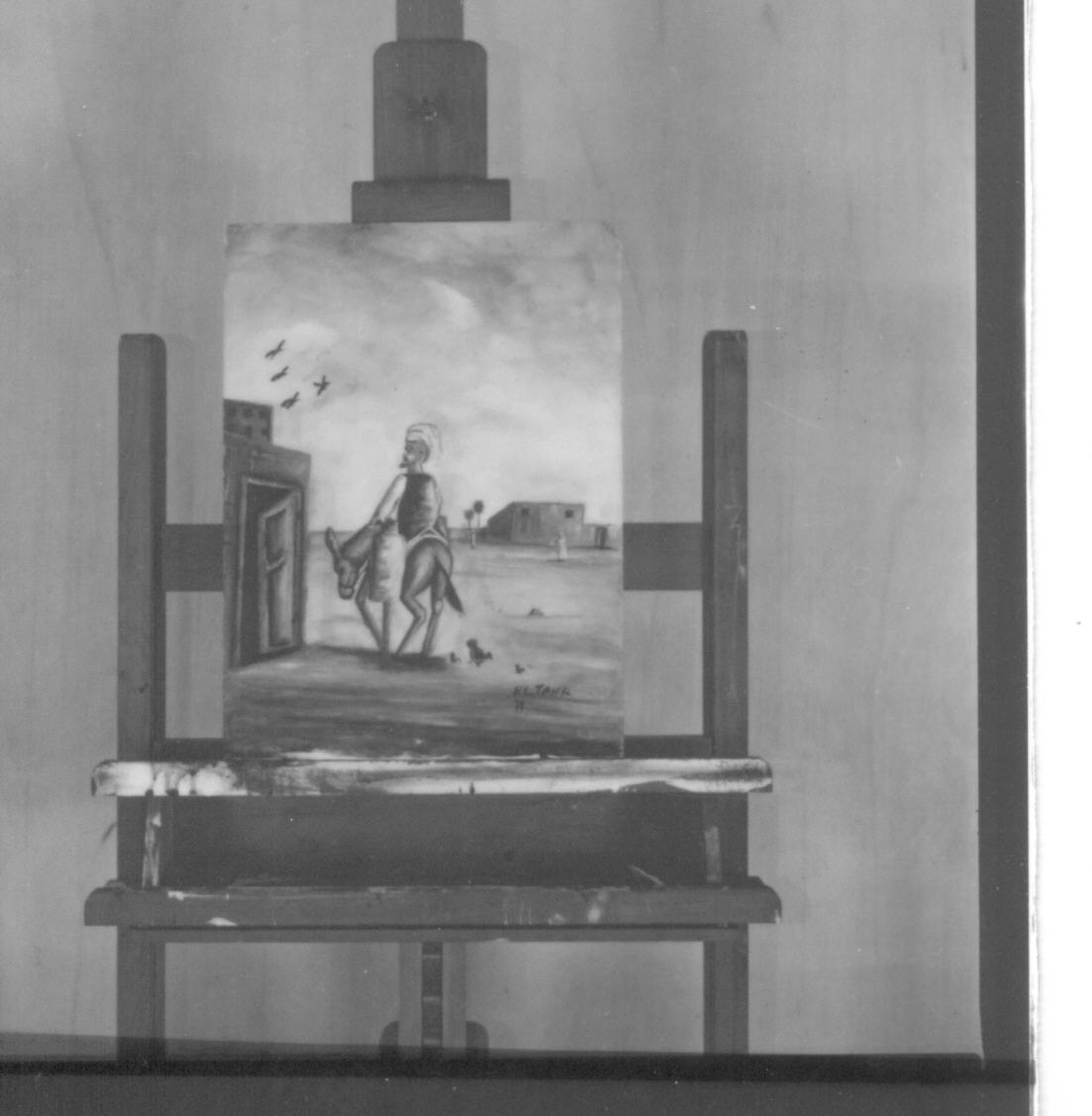 Venditore di latte, uomo a cavallo di un mulo (dipinto, opera isolata) di Eltahir (sec. XX)