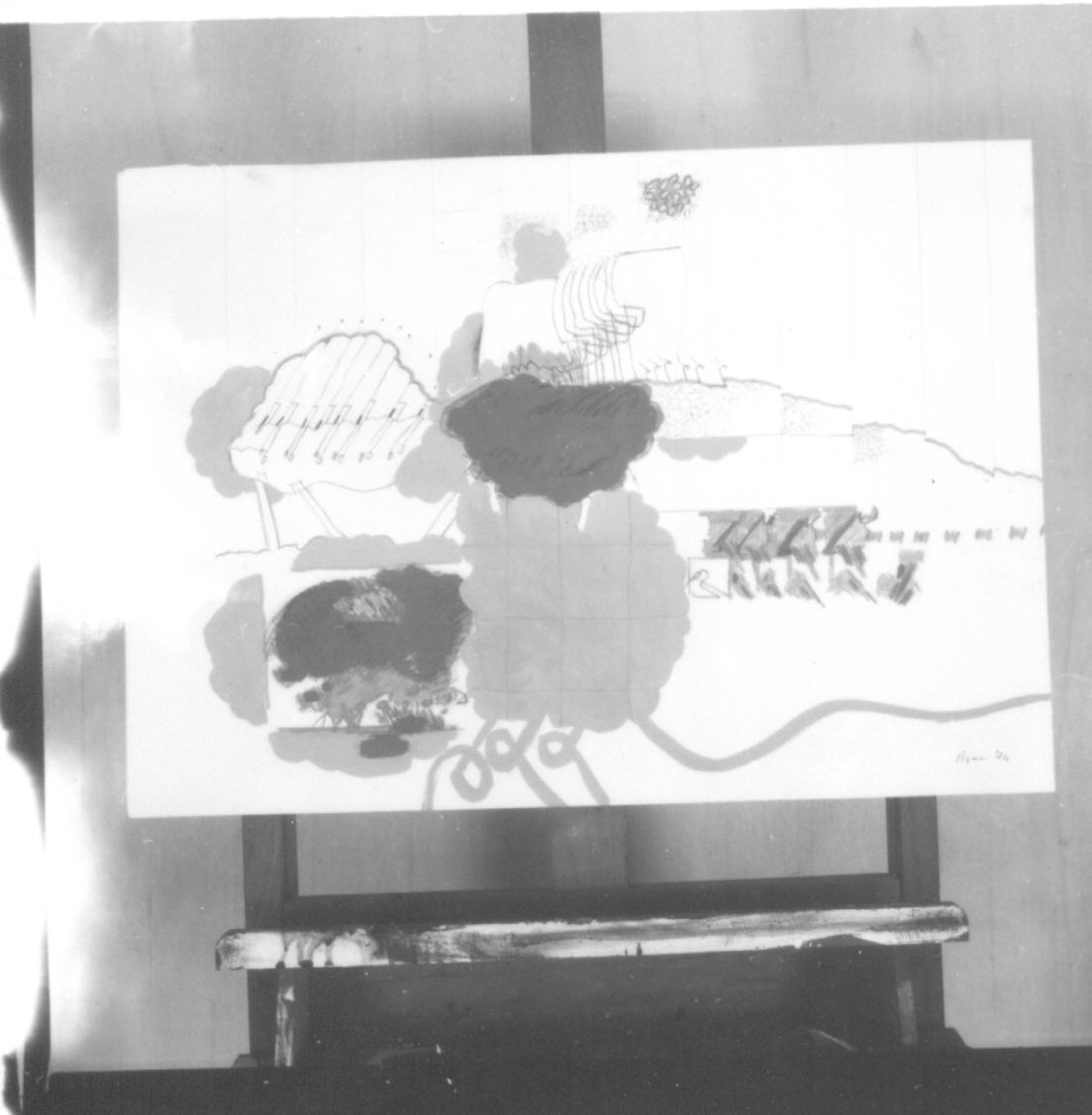 composizione astratta (dipinto, opera isolata) di Raponi Umberto (sec. XX)