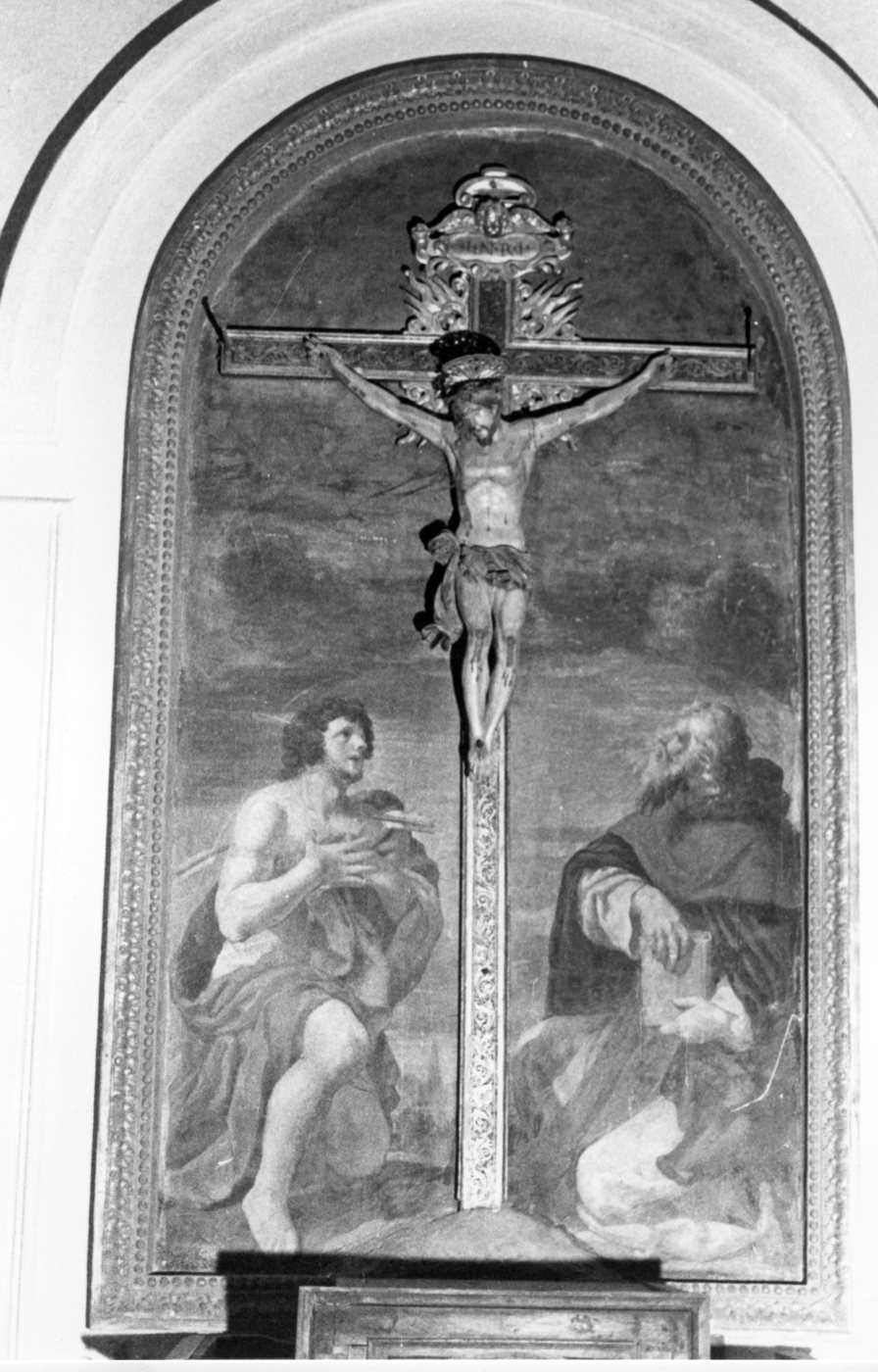 I Santi Sebastiano e Antonio che adorano il crocifisso (dipinto, opera isolata) di Salvi Castellucci (sec. XVII)