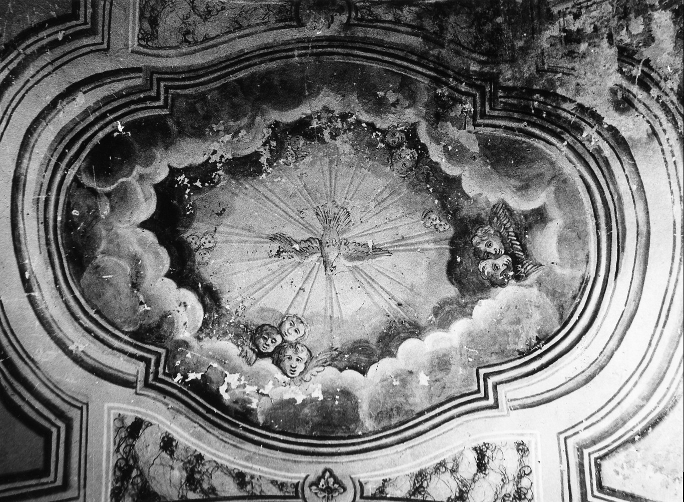 colomba dello Spirito Santo e cherubini (dipinto, frammento) - ambito umbro (sec. XVII)