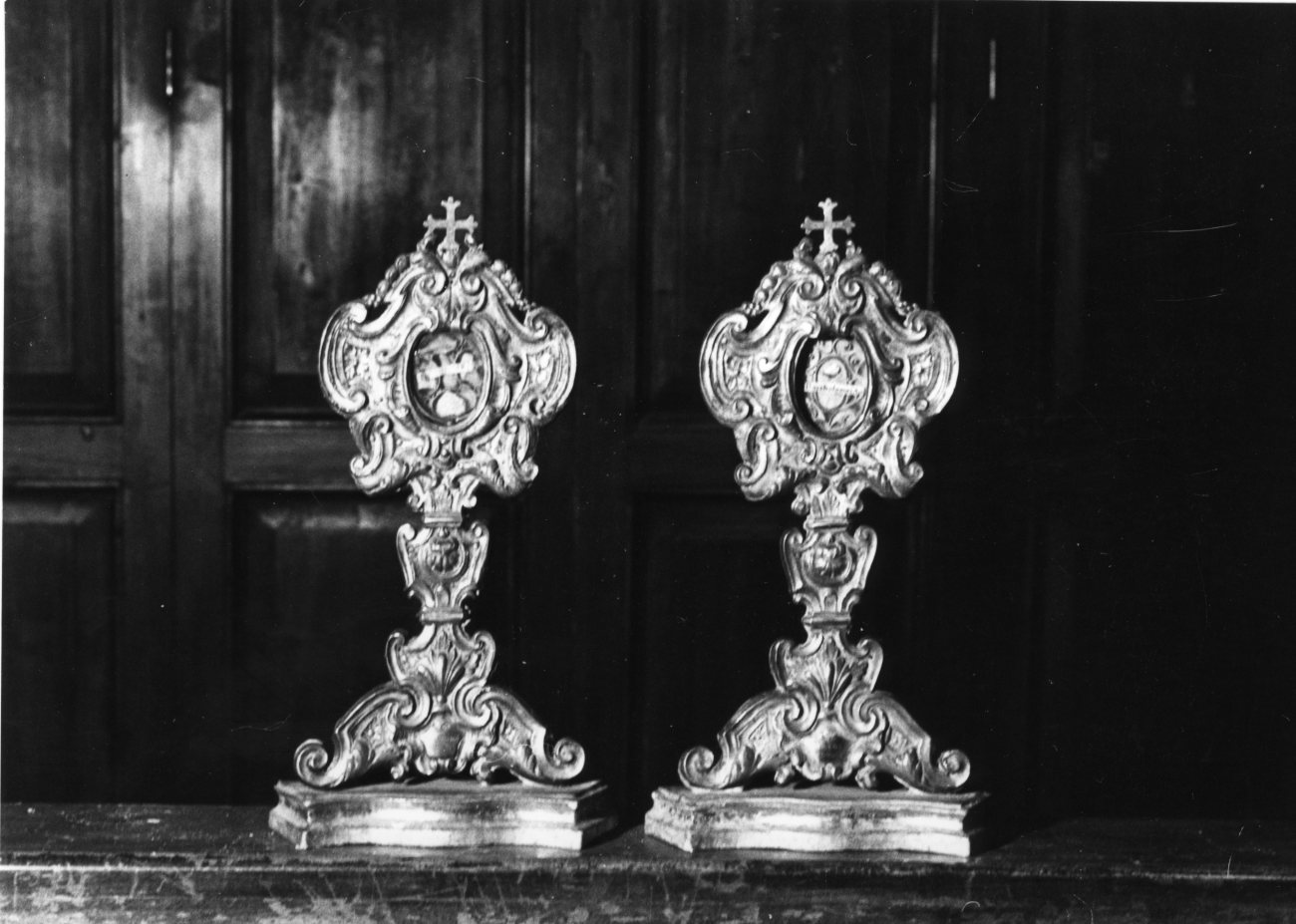 reliquiario - a tabella, coppia - produzione umbra (sec. XVIII)