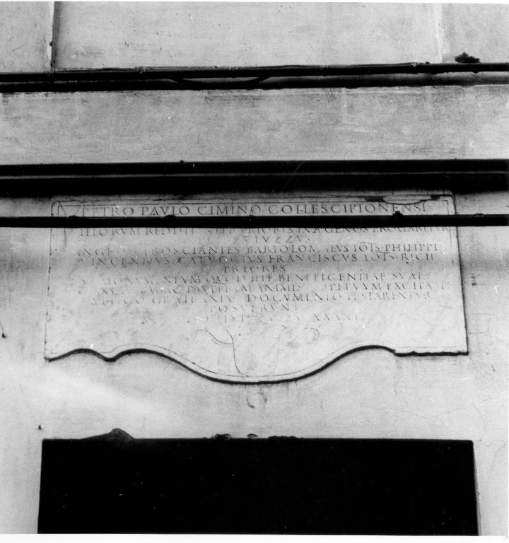 lapide commemorativa - bottega Italia centrale (sec. XVII)