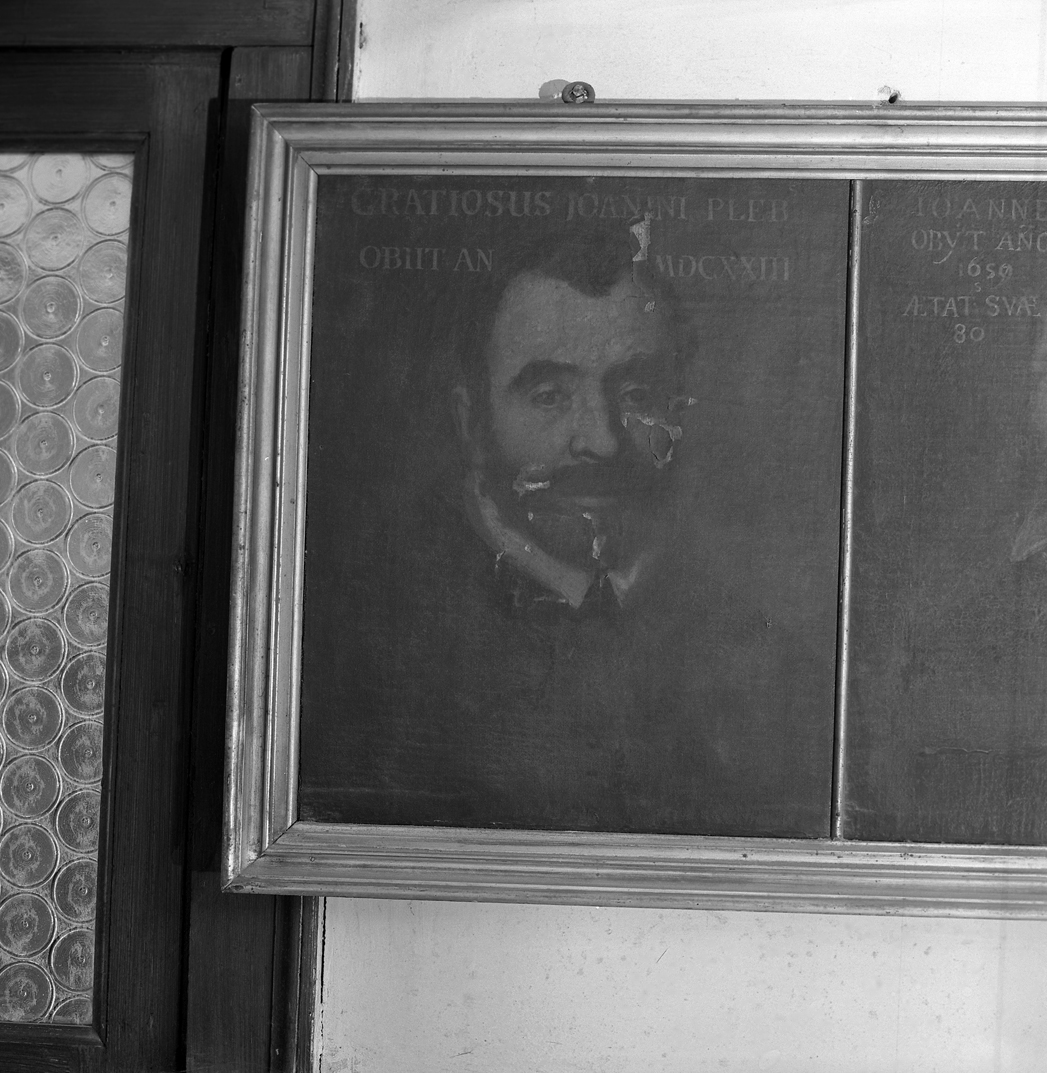 Ritratto del parroco Don Grazioso Giovanni (dipinto, elemento d'insieme) - ambito veneto (sec. XVII)