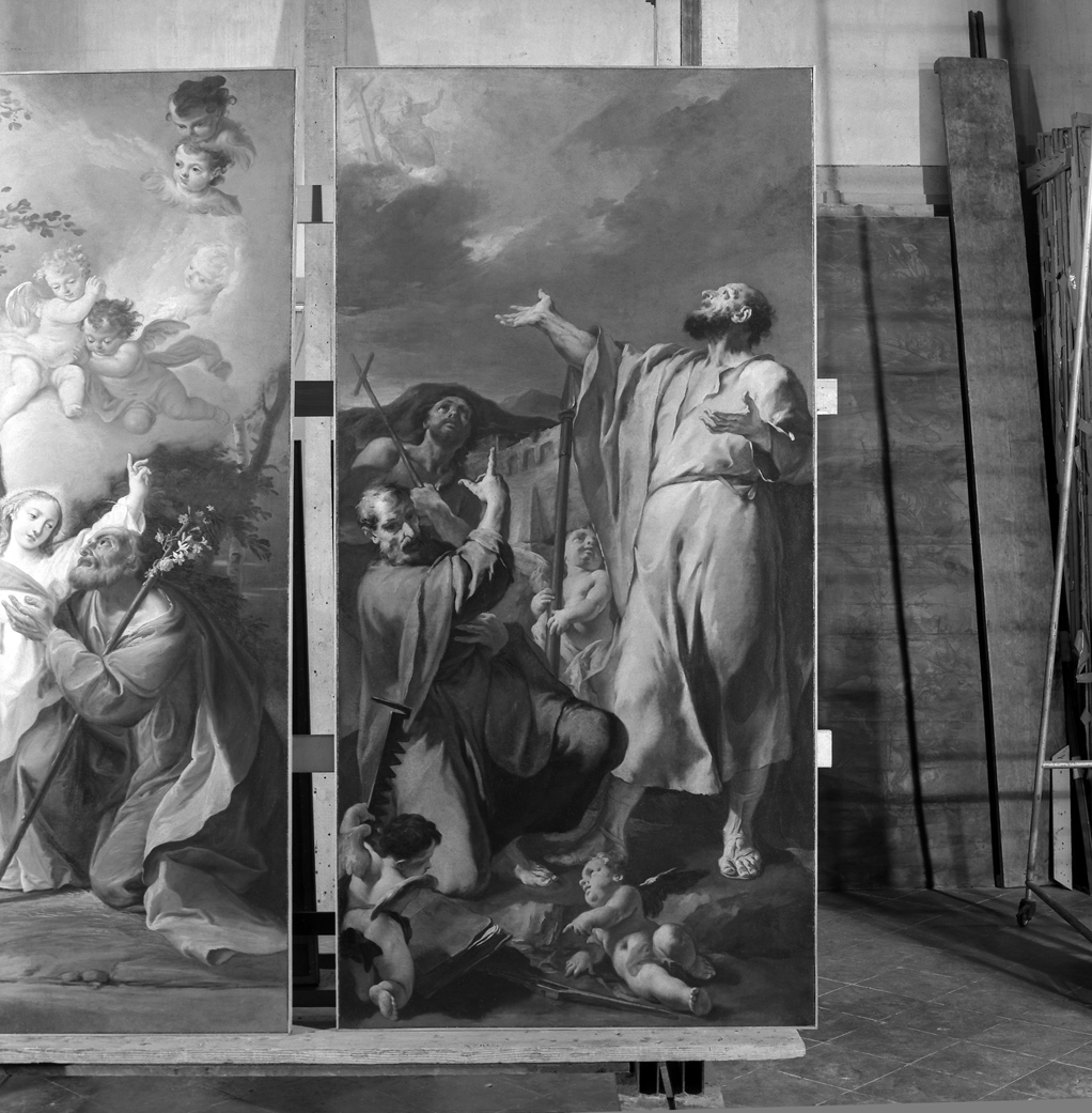 San Simeone/ Giuda Iscariota/ San Giovanni Battista (dipinto) di Bortoloni Mattia (secc. XVII/ XVIII)