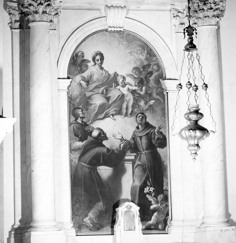 Madonna con Bambino e i santi Lorenzo Giustiniani, Francesco e Antonio, Madonna e santi (pala d'altare) di Bambini Nicolò (sec. XVII)