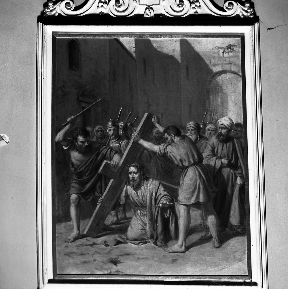 stazione III: Gesù cade sotto la croce la prima volta (Via Crucis, elemento d'insieme) - bottega veneta (sec. XVI)