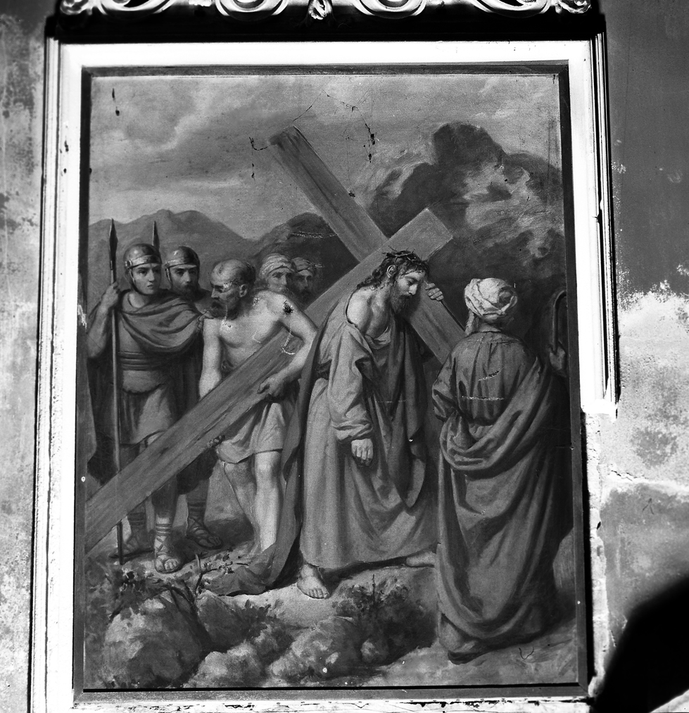 stazione V: Gesù aiutato da Simone il Cireneo a portare la croce (Via Crucis, elemento d'insieme) - bottega veneta (sec. XVI)