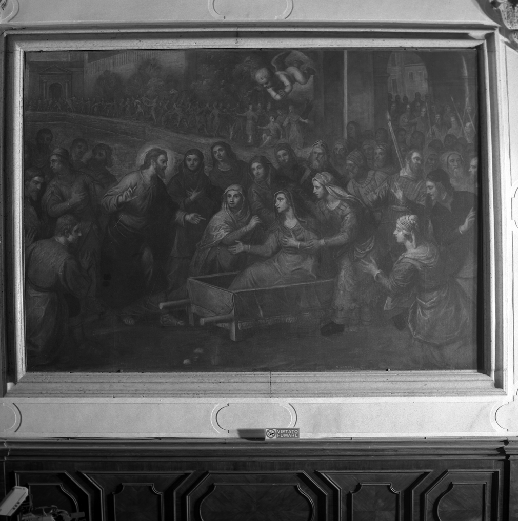 San Giovanni Evangelista resuscita Drusiana (dipinto) di Robusti Domenico detto Domenico Tintoretto (seconda metà sec. XVI)