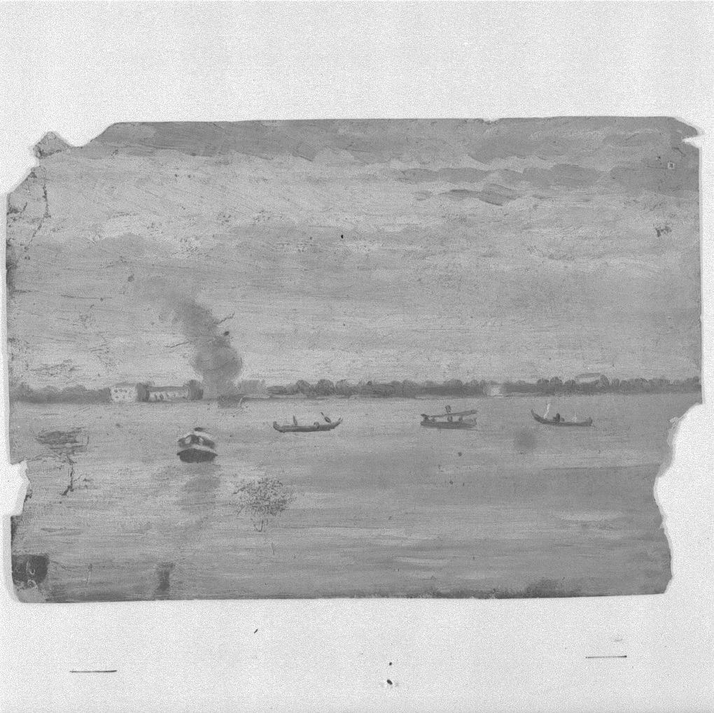 Veduta del litorale di Chioggia (dipinto) di Naccari Aristide (fine/inizio secc. XIX/ XX)