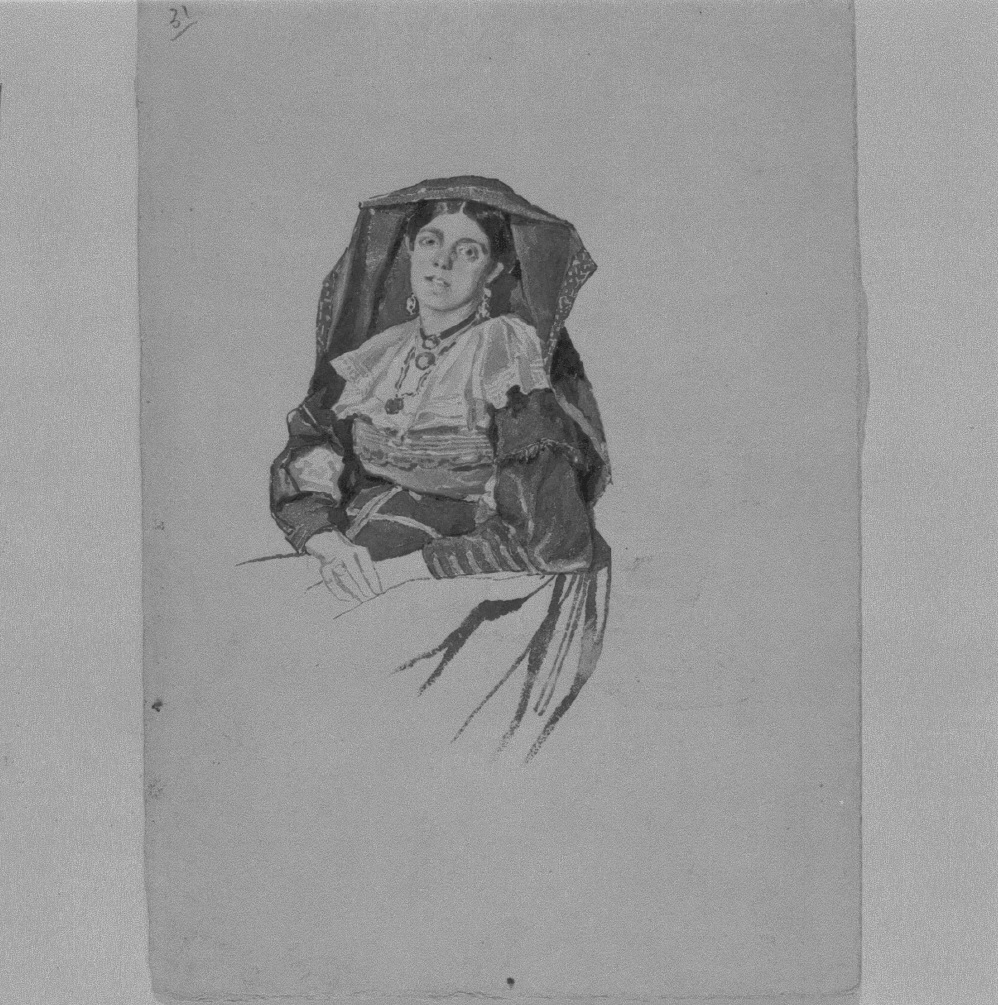 ritratto di donna (dipinto) di Naccari Aristide (fine/inizio secc. XIX/ XX)