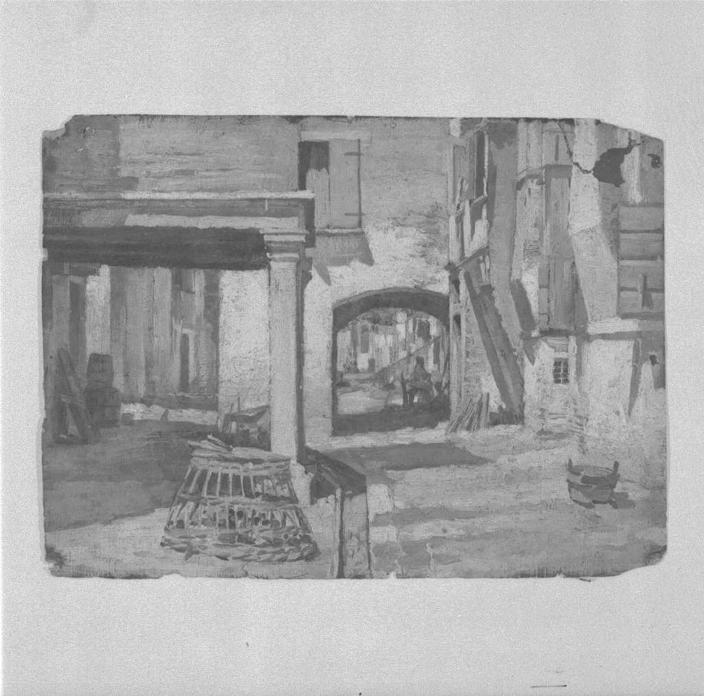 Veduta di calle di Chioggia (dipinto) di Naccari Aristide (fine/inizio secc. XIX/ XX)