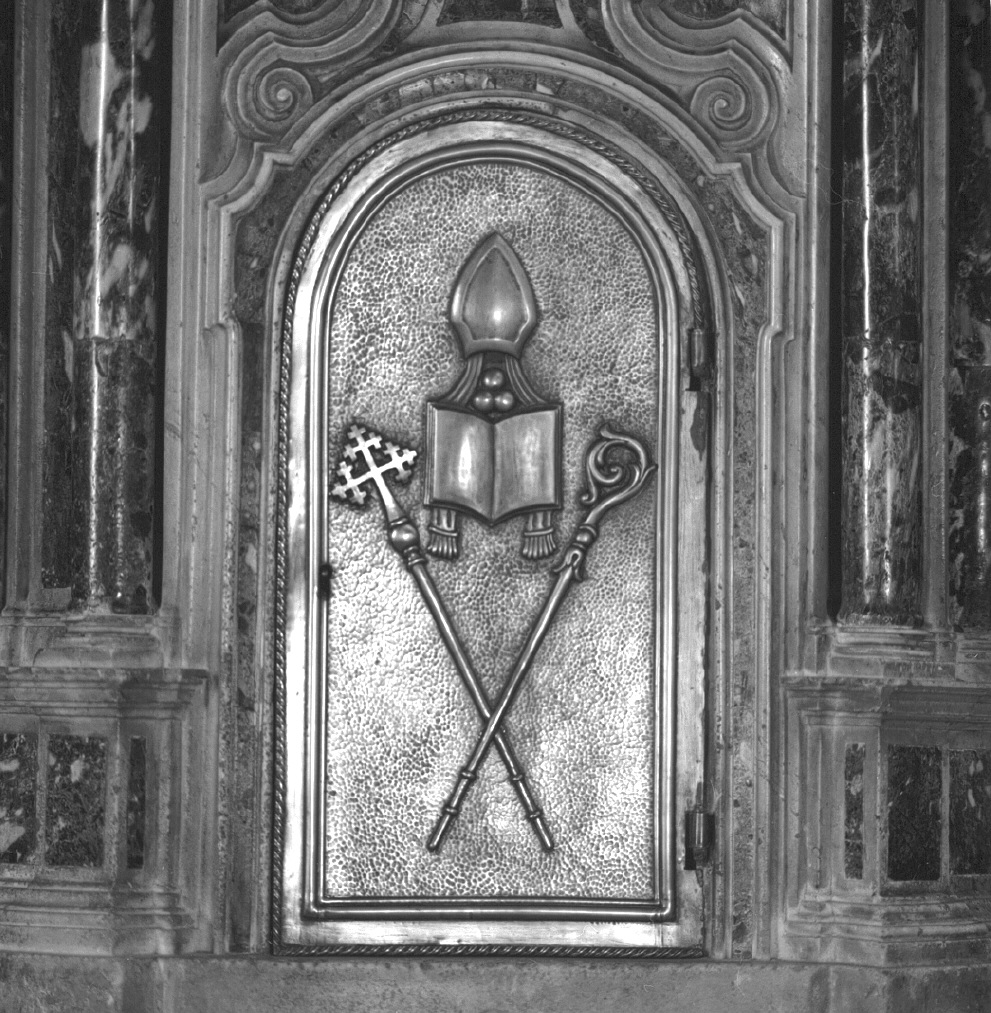 attributi di San Nicola di Bari (sportello di tabernacolo) - ambito veneto (sec. XVIII)