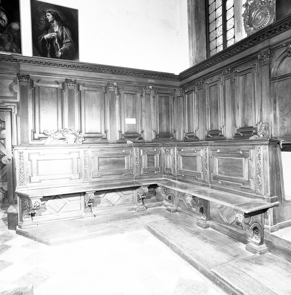 stalli del coro, insieme - ambito veneto (fine sec. XVI, sec. XVII)