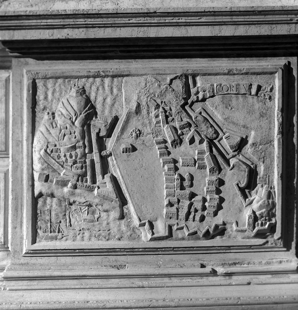 Pianta della città di Corfù (rilievo, elemento d'insieme) di Sardi Giuseppe (sec. XVII)