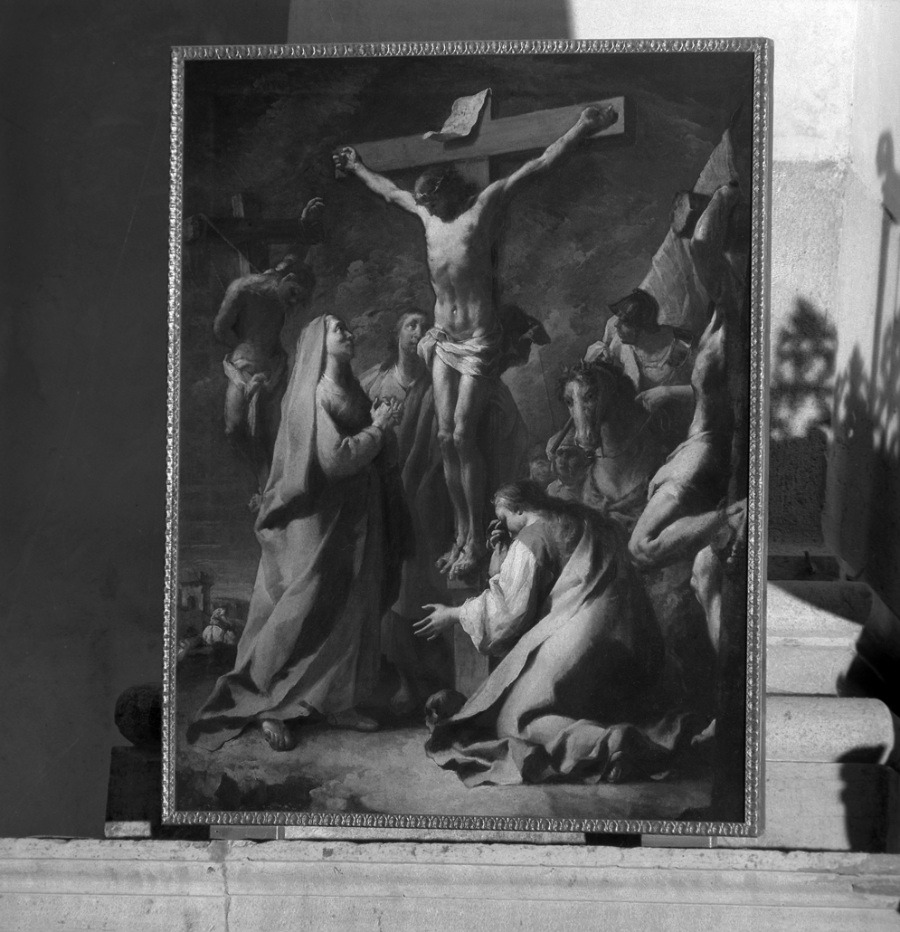 stazione XII: Gesù innalzato e morto in croce (dipinto, elemento d'insieme) di Fedeli Domenico detto Maggiotto (sec. XVIII)