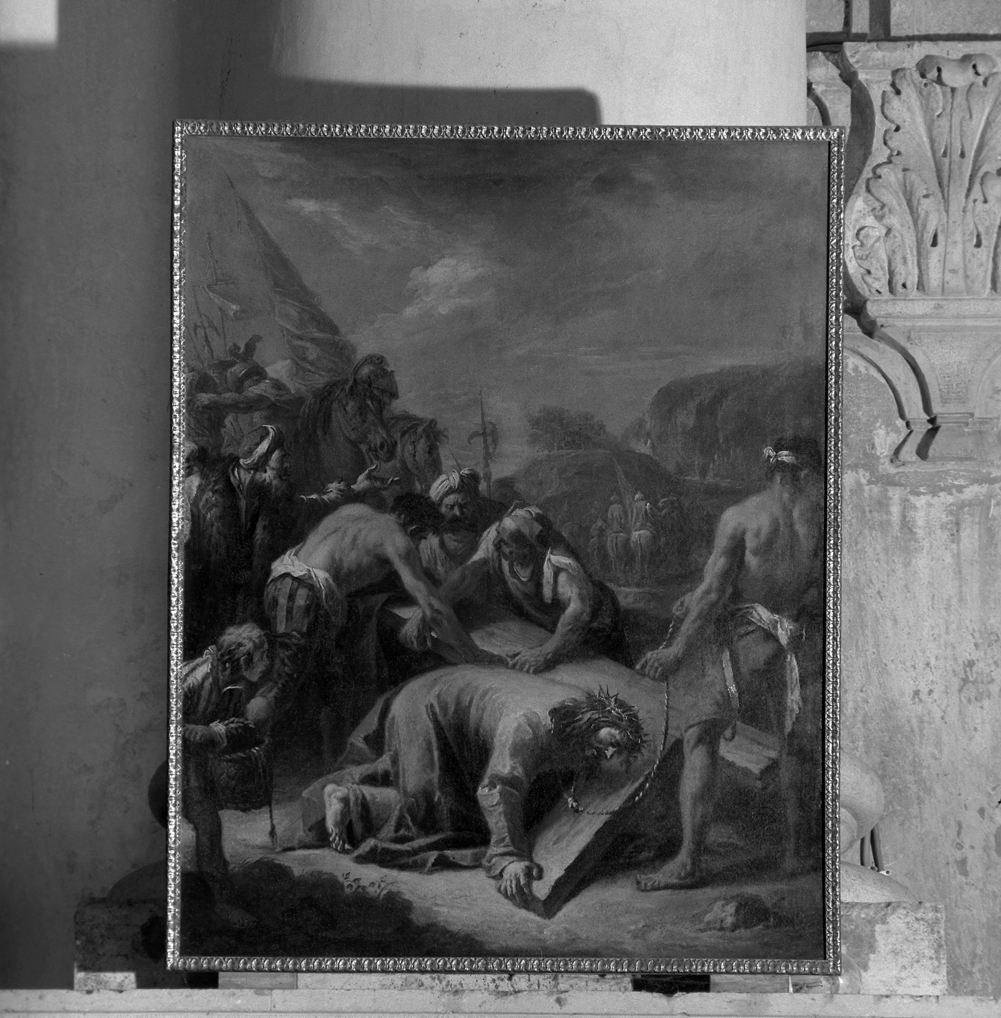 stazione IX: Gesù cade sotto la croce la terza volta (dipinto, elemento d'insieme) di Diziani Gaspare (sec. XVIII)