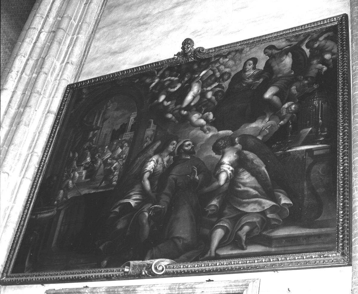 estasi di San Francesco d'Assisi (dipinto) di Michieli Andrea detto Vicentino (seconda metà sec. XVI)