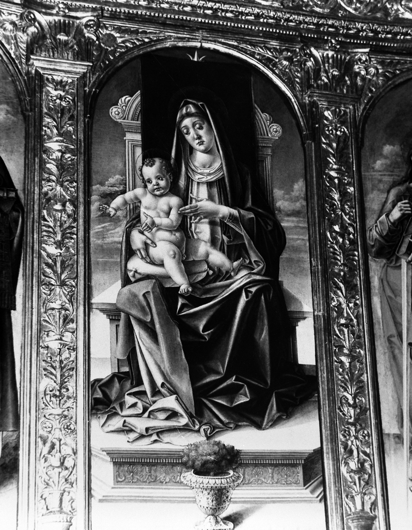 Madonna con Bambino in trono (scomparto di polittico, elemento d'insieme) di Vivarini Bartolomeo (sec. XV)