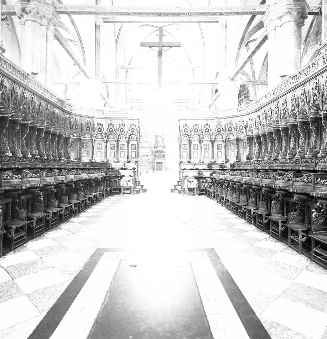 stalli del coro, insieme di Cozzi Marco (sec. XV)