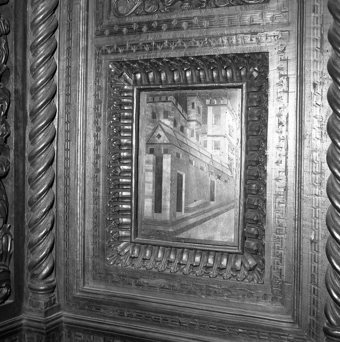 decorazione a intarsio, elemento d'insieme di Cozzi Marco (sec. XV)