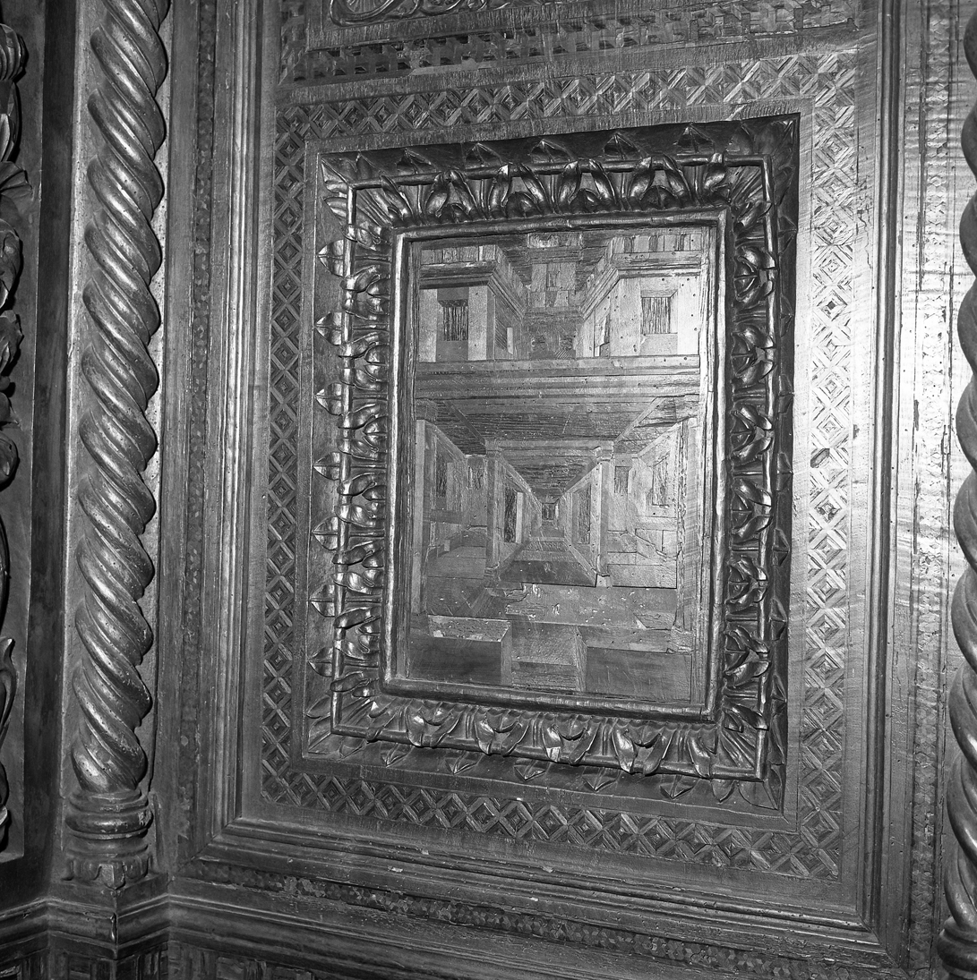 decorazione a intarsio, elemento d'insieme di Cozzi Marco (sec. XV)