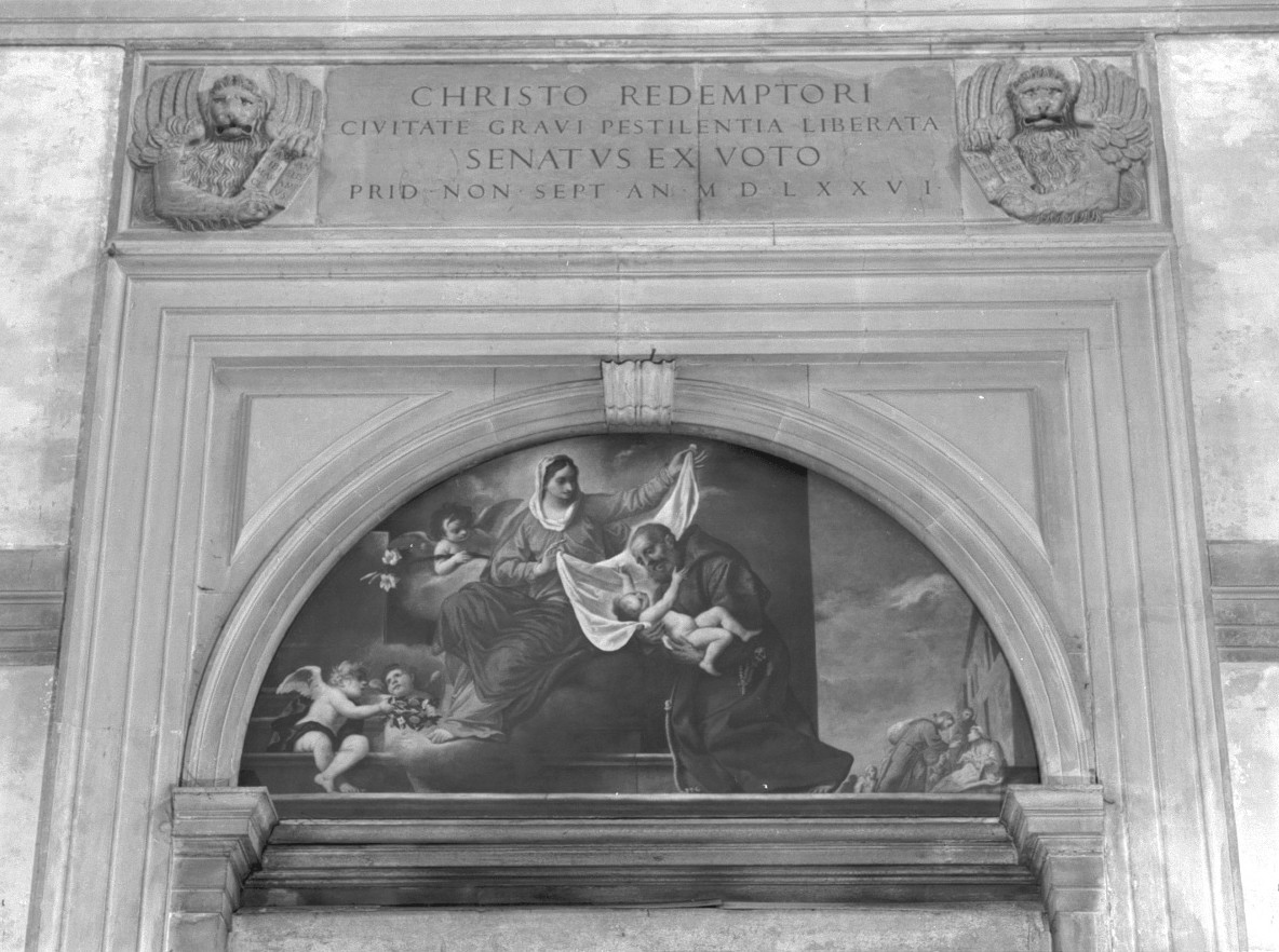 San Felice da Cantalice riceve Gesù Bambino dalla Madonna (dipinto, opera isolata) di Muttoni Pietro detto Pietro della Vecchia (sec. XVII)