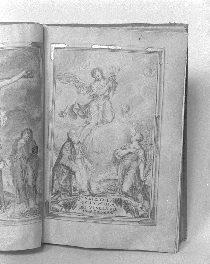 San Cassiano/ Santa martire/ angelo con calice (dipinto) - ambito veneziano (sec. XVIII)