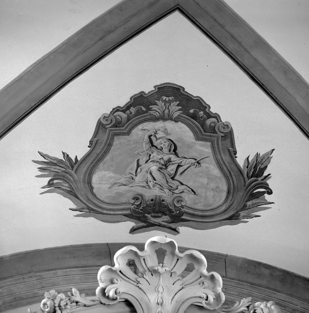 colomba dello Spirito Santo/ figura femminile (dipinto, elemento d'insieme) - ambito veneto (sec. XVIII)