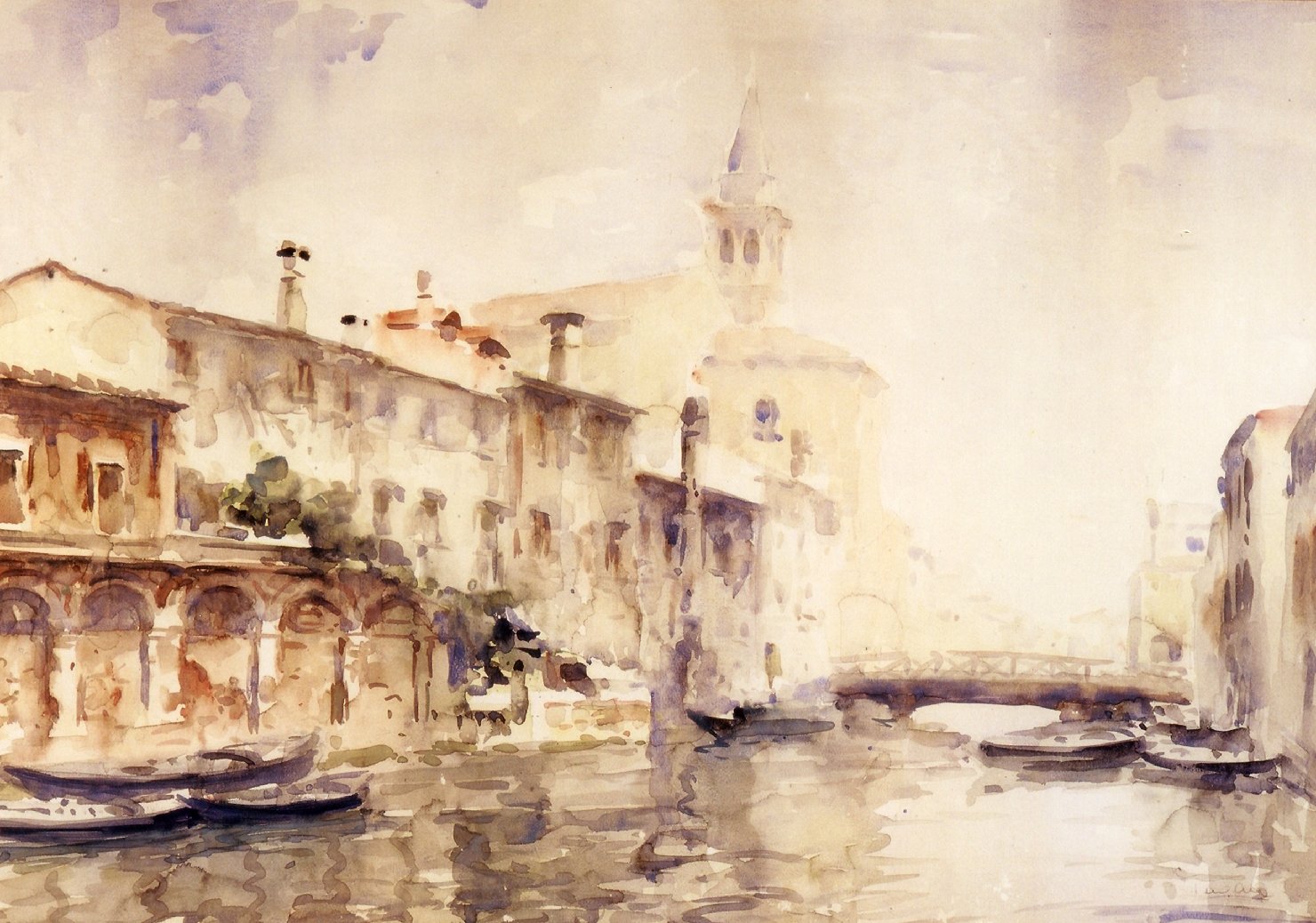 Veduta sul Canal Vena (dipinto) di Pagan Luigi (sec. XX)